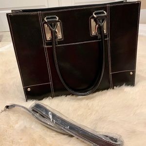 Wilson Leather Black Laptop Briefcase
